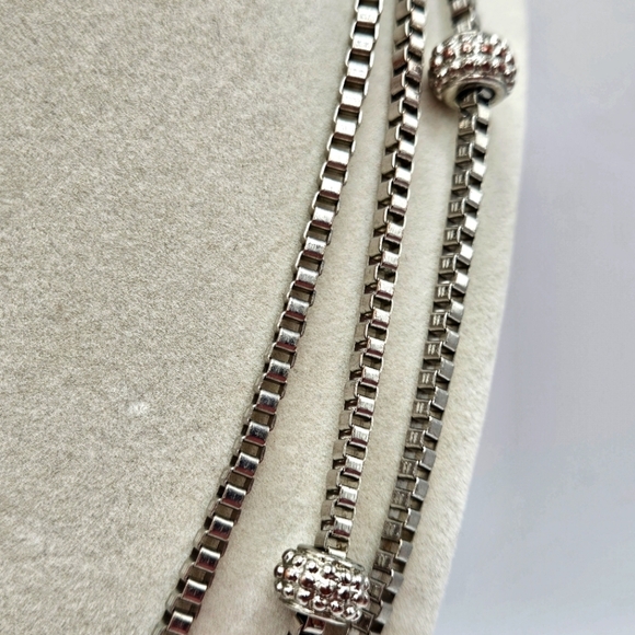 VINTAGE Bijoux Terner Silver-Tone Multi Strand Bead Necklace - Picture 2 of 7